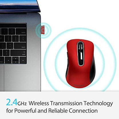 memzuoix 2.4G Wireless Mouse WM-697 Optical 1400 DPI Portable Mice Right-Handed Red