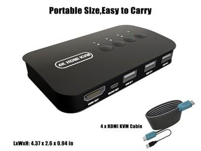 KAGO 4-Port HDMI KVM Switch HK401 5V 1A Tabletop Touch Control PC Connector