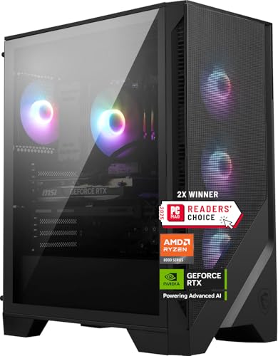 MSI Black Codex Z2 Computer Tower: AMD Ryzen 7 8700F, NVIDIA GeForce RTX 5070, 32GB DDR5 RAM, 2TB SSD, Windows 11 Home, 3840x2160