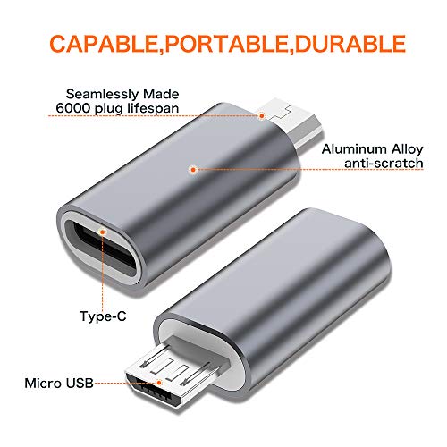 JXMOX USB Micro Adapter 4-Pack Micro USB Male to Type C Female