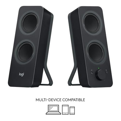 Logitech Z207 2.0 Stereo Computer Speakers Black 10 Watts Bluetooth 4.2 Tabletop Mount