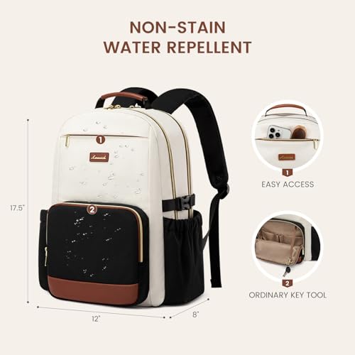 LOVEVOOK 15.6 Inch Laptop Travel Backpack Beige-Black-Chestnut Brown
