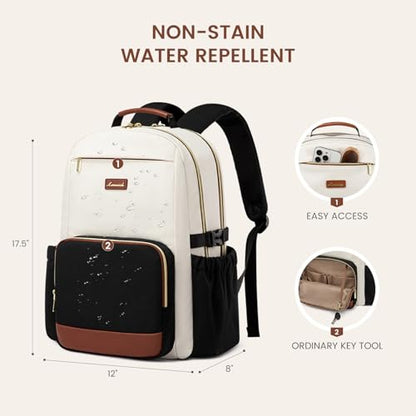 LOVEVOOK 15.6 Inch Laptop Travel Backpack Beige-Black-Chestnut Brown
