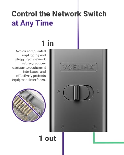 VCELINK 2 Ports Ethernet Switch M241-1P-DE Gigabit Ethernet 1000Mbps Passive Splitter