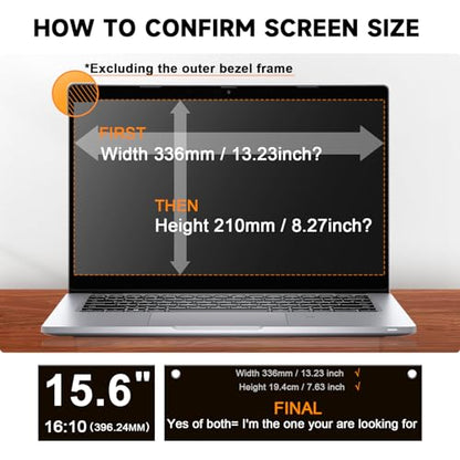 Mamol 15.6" MALPUS-601-1 Privacy Screen Filter 16:10 Aspect Ratio