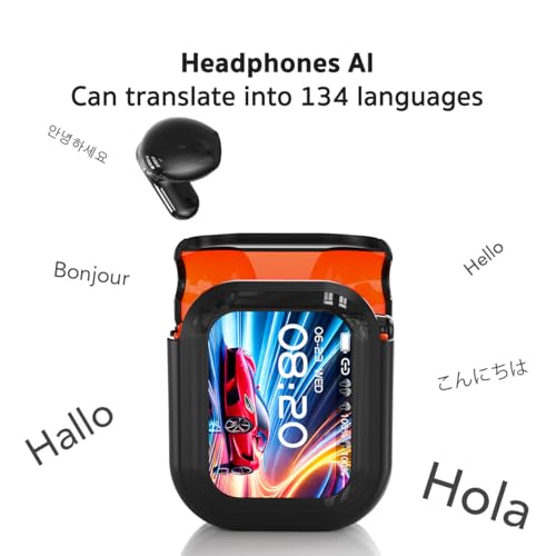 Dwolm NE20 Wireless Translation Earbuds, 134 Languages Real-Time Translation, LCD Touchscreen, 60 Hours Playtime