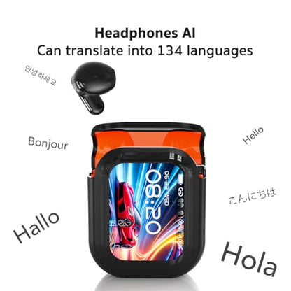 Dwolm NE20 Wireless Translation Earbuds, 134 Languages Real-Time Translation, LCD Touchscreen, 60 Hours Playtime