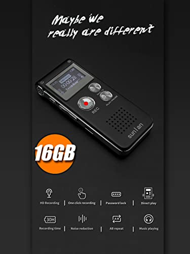 Sunlan 16GB SL0002 Mono WAV USB Digital Voice Recorder