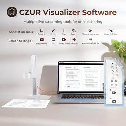 CZUR 12MP Document Camera Model FC1005 1080p Continuous Shooting Speed 60 FPS White