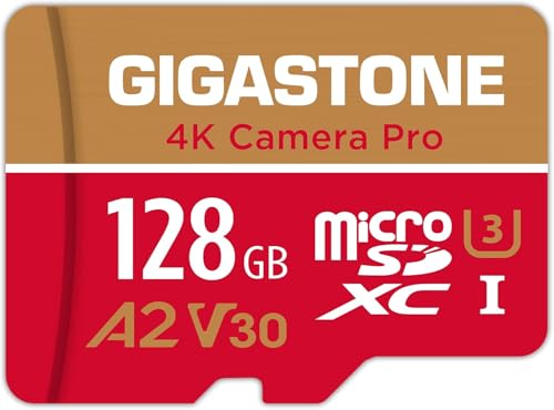 Gigastone 128GB Micro SDXC UHS-I U3 A2 V30 4K Video Memory Card