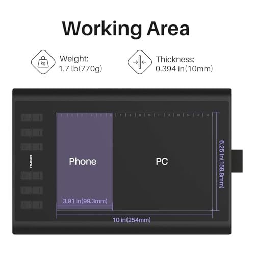 HUION 10in Inspiroy H1060P 1920x1080 USB Drawing Tablet