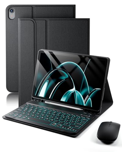 TUNKARMOR 10.9-11 inch FXJP-iPad 10th/11th Gen Bluetooth Backlit Ergonomic Keyboard Case