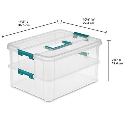 Sterilite 10.75" x 14.37" x 7.64" 2 Liter 2-Compartment Storage Container Model 1427CLR