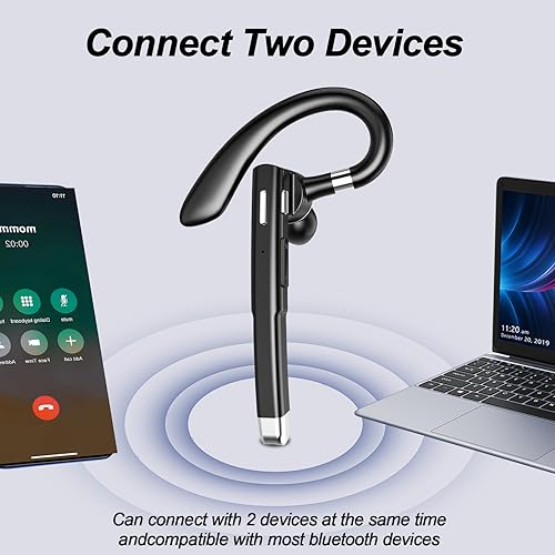 KBPRZ YYK-520 Bluetooth Earpiece V5.1 Supports Wireless Connectivity, 80-Hour Battery Life, Black