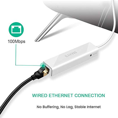 Smays Ethernet Adapter 3-Port USB Hub 100Mbps White Plastic
