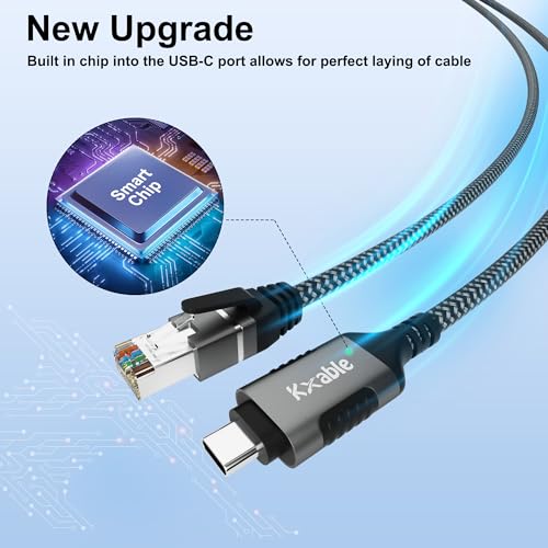 Kxable 4 Feet KXC-RJ45-Parent Ethernet Cable RJ45 USB Type C Cat 6 1000 Mbps RJ45 Male-to-Female