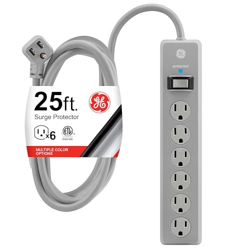 GE 6 Outlets 25 Ft Surge Protector Power Strip 800 Joules Type B Model DFTQ-R197