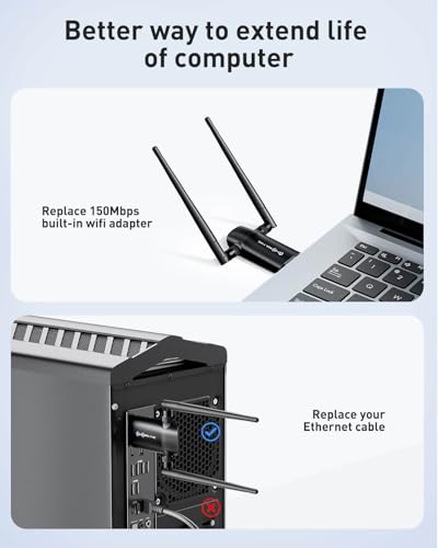 Nineplus Wireless USB WiFi Adapter 1300Mbps IEEE 802.11ac 2.6"L x 0.82"W x 0.39"H