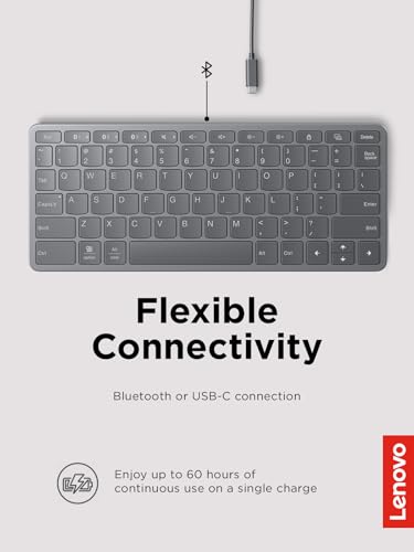 Lenovo Multi-Device Wireless Keyboard ZG38C05810 Ambidextrous Bluetooth 75 Keys QWERTY Rechargeable