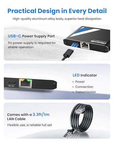 NEWCARE 1 Count Ethernet Splitter 1 in 4 Out 1000 Mbps Black Network Adapter