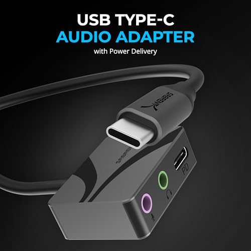 SABRENT USB Type-C to 3.5mm Audio Adapter Stereo 24-bit 96KHz External Sound Card AU-PACM