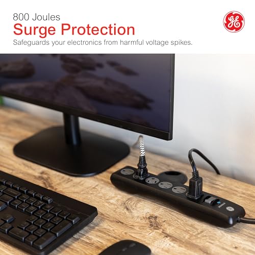GE 4 Ft Power Strip 6 Outlets 800 Joules Type B