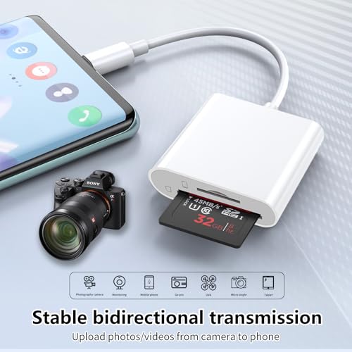 SXRBSSM Compact Dual Slot SD Card Reader USB Type C Designed for iPhone, iPad, and Mac, Transfer Rate 48 Mbps, Model Dandanbao-02