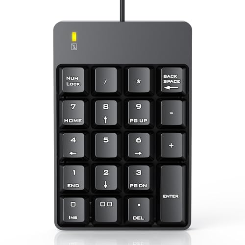 TechGarden Wired Numeric Keypad USB Compatible 19 Keys Ergonomic Plastic Office Black