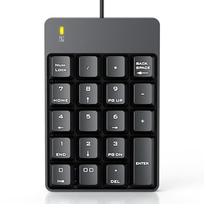 TechGarden Wired Numeric Keypad USB Compatible 19 Keys Ergonomic Plastic Office Black