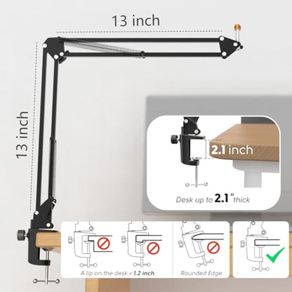 FIFINE CS1 Microphone Arm Stand Metal with Adjustable Scissor Boom, 3/8 Inch to 5/8 Inch Adapter