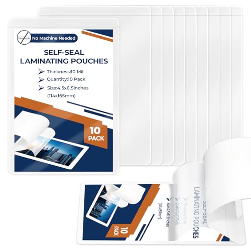 HKSZEH 4x6inch HKSUS-ZH063 Self-Sealing Laminating Pouches No Heat Required