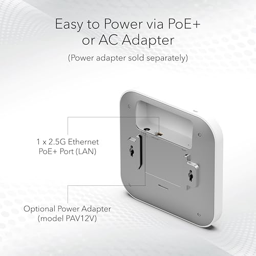 NETGEAR WAX610 WiFi 6 Dual-Band Wireless Access Point - 802.11ax - Indoor - 2500 sq ft Coverage