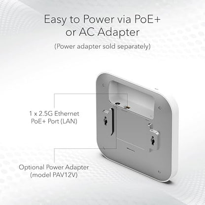 NETGEAR WAX610 WiFi 6 Dual-Band Wireless Access Point - 802.11ax - Indoor - 2500 sq ft Coverage