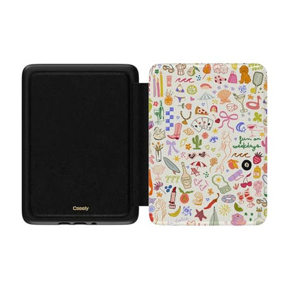 Casely 7-Inch Kindle Case Model: Fun on Weekdays | Dimensions: 6.5 x 1 x 4 in | Weight: 2.29 oz | Eco-Friendly Vegan Leather | Functionality: Auto Sleep/Wake