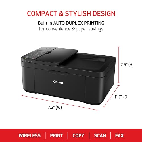 Canon Inkjet Printer TR4720 4800x1200dpi Color 12.7lbs Dimensions: 11.7"D x 17.2"W x 7.5"H