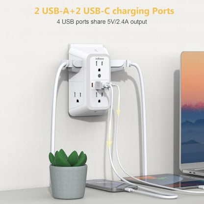 JcBlaon Power Strip 6 Outlets 4 USB Ports 1050 Joules 15 Amps Model SE660-CUQ