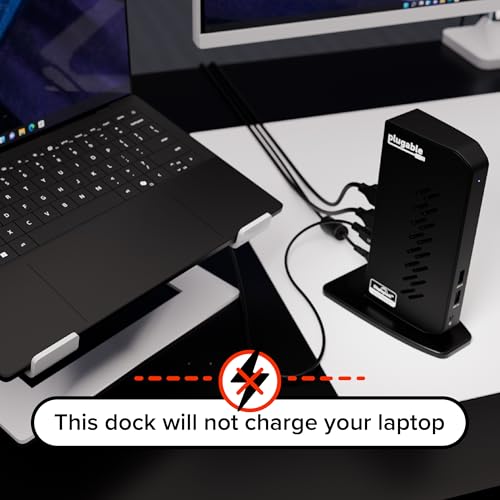 Plugable UD-3900Z USB 3.1 Dual HDMI Docking Station, 10 Ports, for macOS, Windows, ChromeOS