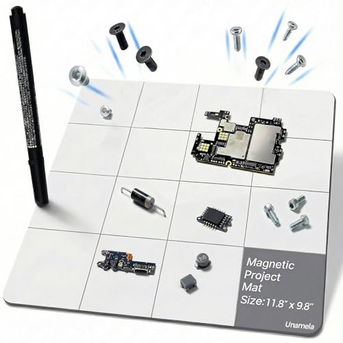 UnaMela 9.8" x 11.8" UM-077 Magnetic Project Mat with Included Marker and Cleaning Cloth - Rectangular Shape, Polyvinyl Chloride Material