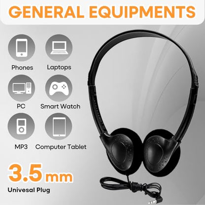 Wensdo On-Ear Headphones HY857, 3.5mm Jack, Wired, Black, Bulk Set of 12