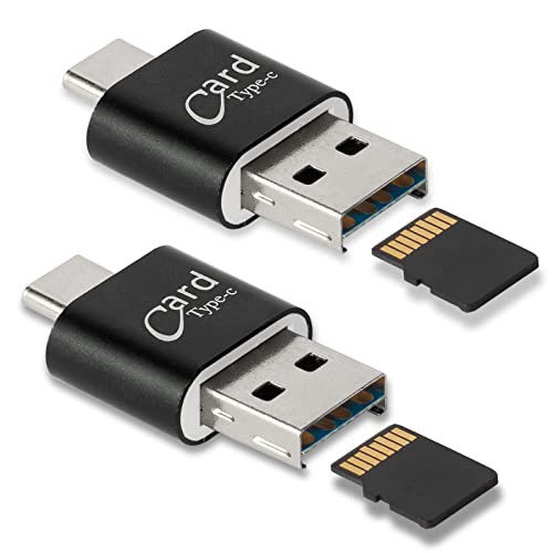 Wansurs 2 Pack USB 2.0 MicroSD Card Reader USB Type-C Adapter Compact Card Reader