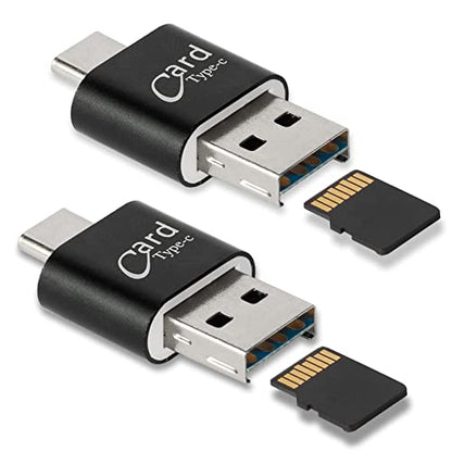 Wansurs 2 Pack USB 2.0 MicroSD Card Reader USB Type-C Adapter Compact Card Reader