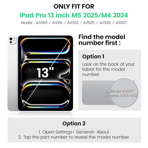 SEYMAC Case for iPad Pro 13 Inch 2024/2025 (Model: A2925/A2926/A3007), Heavy Duty Protective Case with Built-in Screen Protector, Kickstand, Hand/Shoulder Straps