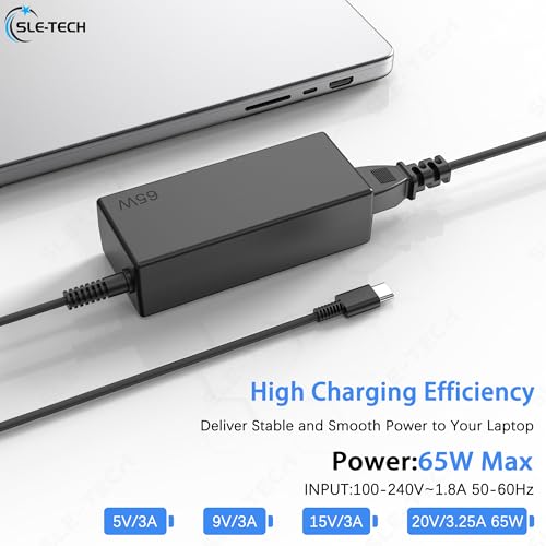 SLE-TECH 65W USB Type C Laptop Charger SM65CL-01 AC Adapter