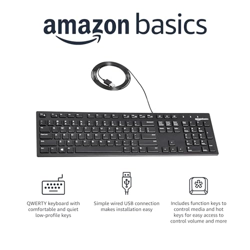 Amazon Basics 105 Key QWERTY Wired Keyboard MD005