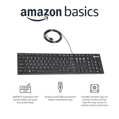 Amazon Basics 105 Key QWERTY Wired Keyboard MD005