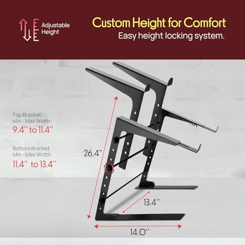 Pyle Portable Dual Laptop Stand PLPTS38 - Height Adjustable, Anti-Slip Features, Black