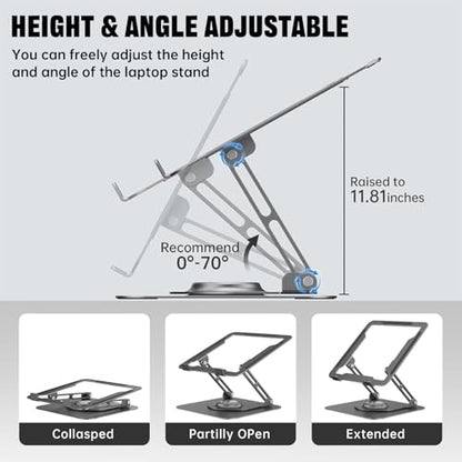 JOYEKY Tower Laptop Stand 768492457312 Tabletop Aluminum Foldable Portable Grey