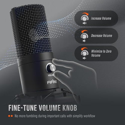 FIFINE T669 Black Microphone Kit USB Type-A/C Unidirectional 20Hz-20KHz 1 Channel