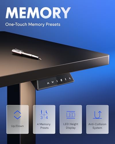 FLEXISPOT 48x24 MAH0002196 Electric Adjustable Desk, Rectangular, Modern Style, Black