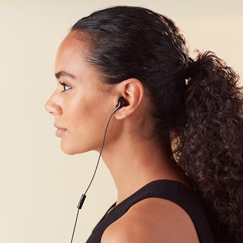 Amazon Basics 3.5mm Jack Wired Earbuds with Built-In Microphone Model 17E13BK